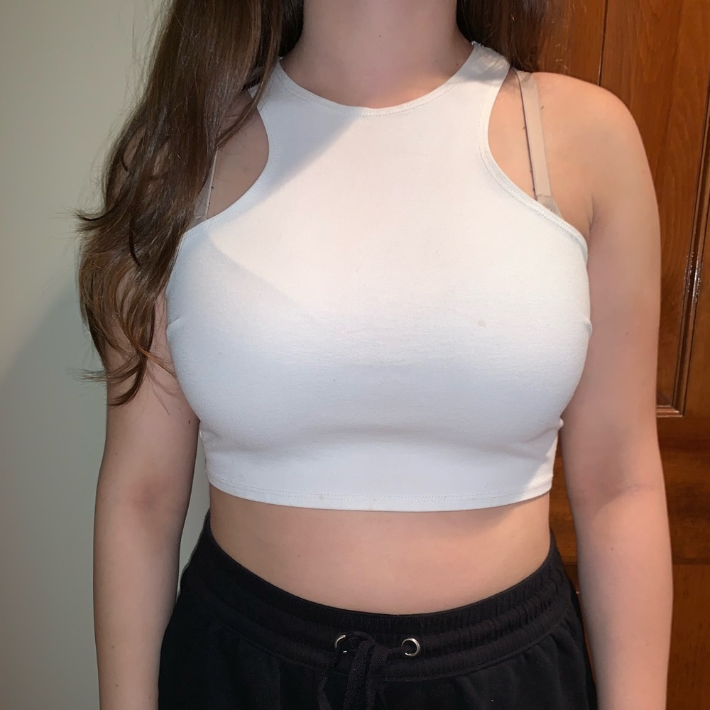 White racer back crop top